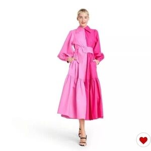 NWT CHRISTOPHER JOHN ROGERS x TARGET Long Sleeve Two-tone Pink Shirtdress 2